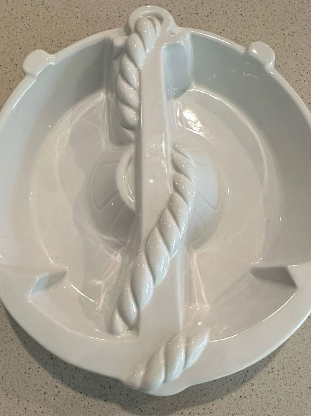 White Ceramic Anchor Divided Serving Dish